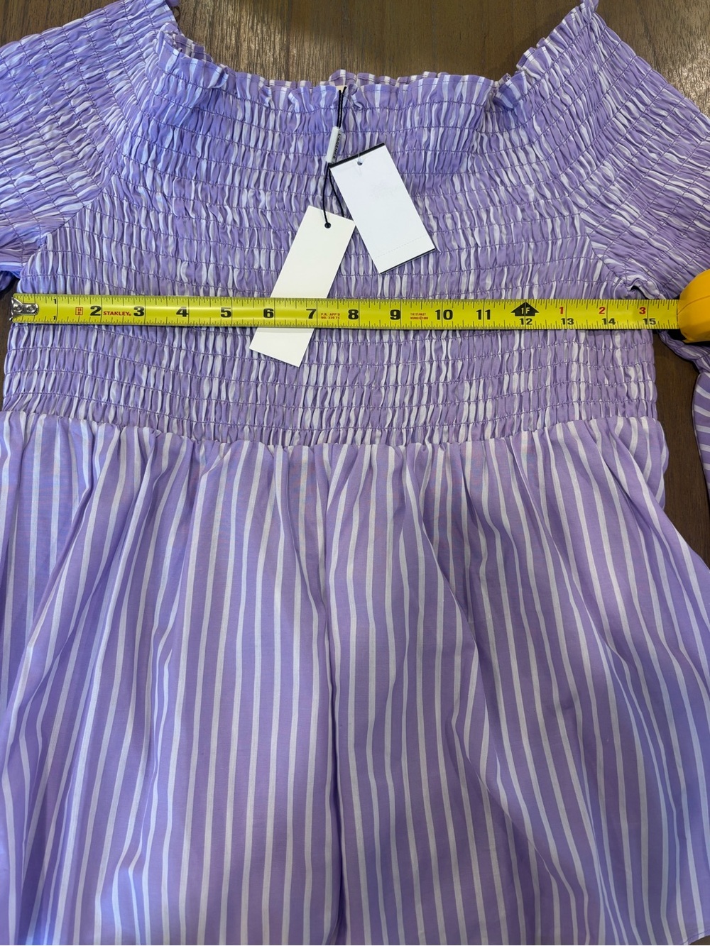 L'AGENCE Lavender Striped Denver Off-Shoulder Blouse NWT size XL - Picture 5 of 7